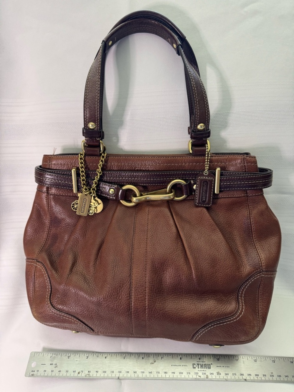 Classic Brown Leather Tote Handbag